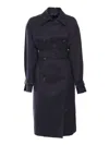 Max Mara Classic Black Double-breasted Ebrien Raincoat In Blue
