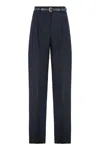 Max Mara Studio Trouser In Wool Belt In Blue