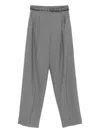 Max Mara Pleated-front Belted Trousers In Gray