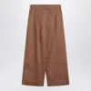 Max Mara Studio Trousers In Gauze Tobacco Color In Brown