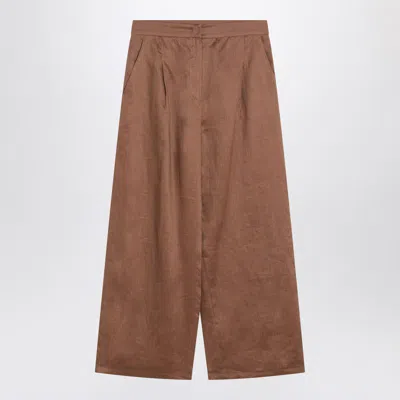MAX MARA MAX MARA STUDIO TROUSERS IN GAUZE TOBACCO COLOR