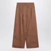 Max Mara Studio Trousers In Gauze Tobacco Color In Brown