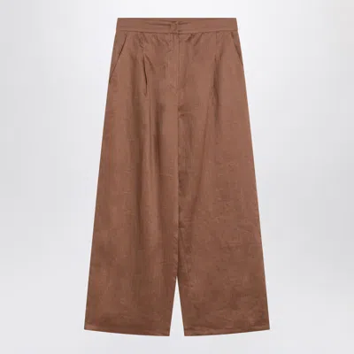 Max Mara Studio Trousers In Gauze Tobacco Color In Brown
