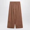 Max Mara Studio Trousers In Gauze Tobacco Color In Brown