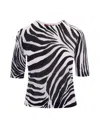 Max Mara White Animal Print Crew Neck Top In White