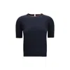 Max Mara Studio Silk And Wool T-shirt In Navy