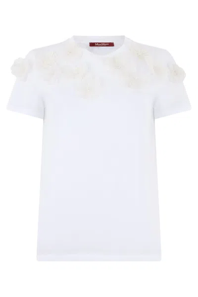 Max Mara Studio T-shirt With Floral Applications In White