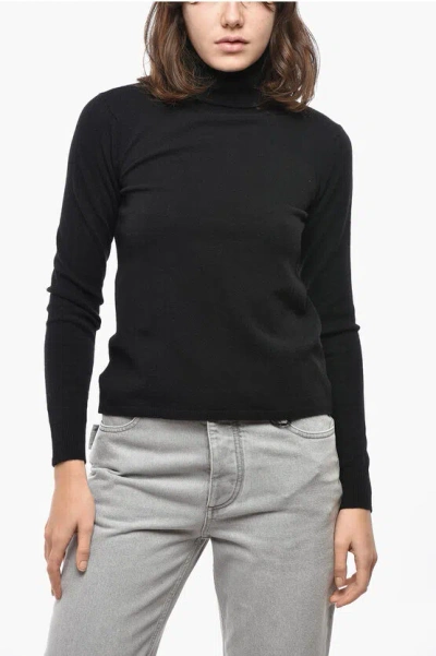 Max Mara Studio Turtleneck Sestri Cashmere Blend Sweater In Black