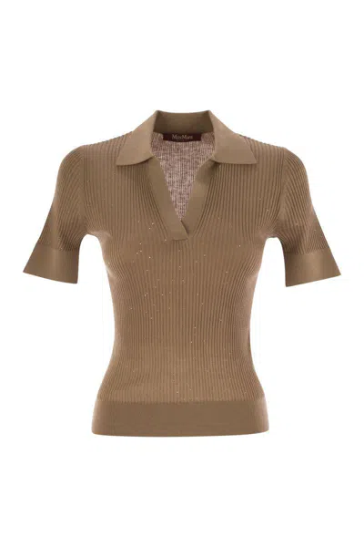 Max Mara Studio Uberta - Wool And Silk Polo Shirt With Sequins