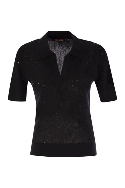 Max Mara Studio Uberta - Wool And Silk Polo Shirt With Sequins