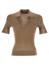 Max Mara Studio Uberta Wool And Silk Polo Shirt With Sequins