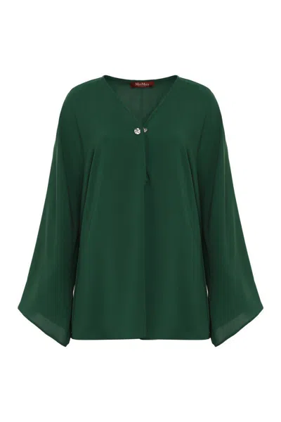 Max Mara Studio Umile Cady Blouse In Green