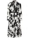 Max Mara Ussel Pleated Botanical-print Midi Shirtdress In Black