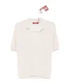 Max Mara Short Sleeve Collared Knitwear V-neck In Neutral