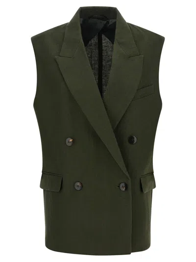 Max Mara Studio Vest In Olive Green