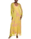 Max Mara Printed Silk Kaftan Dress In Yellow