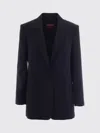 Max Mara Studio Virgin Wool Single Breasted Blazer In Black