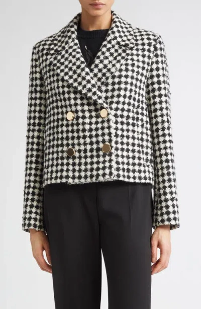 Max Mara Studio Volante Houndstooth Tweed Jacket In Black