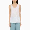 MAX MARA MAX MARA STUDIO | WHITE CREW-NECK CAMISOLE IN RAMIE