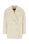 Max Mara Studio White Eco Fur Slam Coat In Neutral