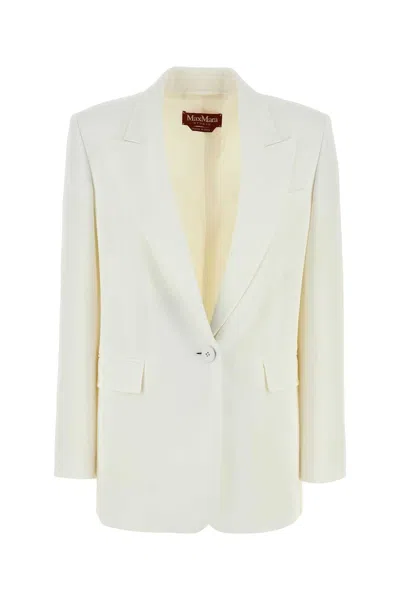 Max Mara Studio White Triacetate Blend Furetto Blazer In Neutral