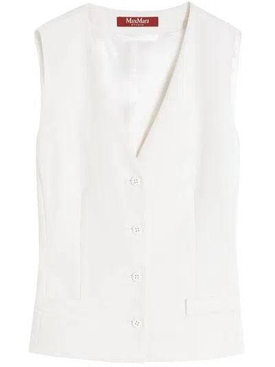 Max Mara Studio White Virgin Wool Gilet