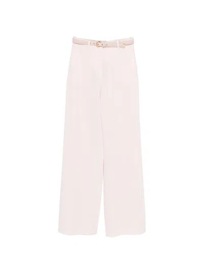 Max Mara Studio Wide Leg High Waist Trousers In Pink