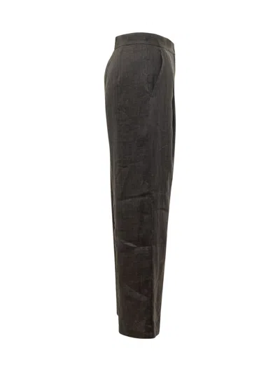 Max Mara Studio Wide-leg Trousers With Structured Waist, Size L In Nero