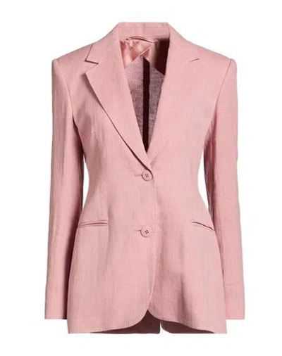 Max Mara Studio Woman Blazer Antique Rose Size 14 Linen In Pink