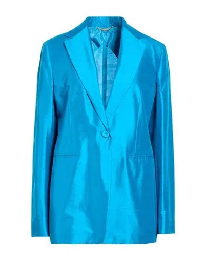 Max Mara Studio Woman Blazer Azure Size 12 Silk In Blue