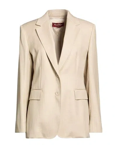 Max Mara Beige Stretch Wool Flannel Bolsena Blazer In Neutral
