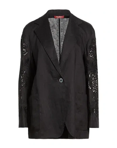 MAX MARA MAX MARA STUDIO WOMAN BLAZER BLACK SIZE 12 LINEN