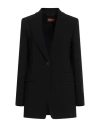 Max Mara Studio Woman Blazer Black Size 14 Triacetate, Polyester In Black