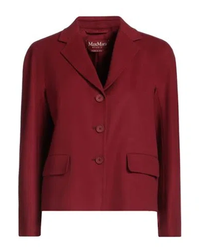 Max Mara Studio Woman Blazer Burgundy Size 8 Virgin Wool In Red