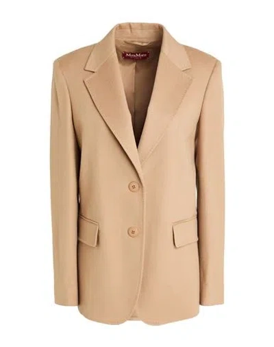 Max Mara Studio Woman Blazer Camel Size 10 Virgin Wool In Brown