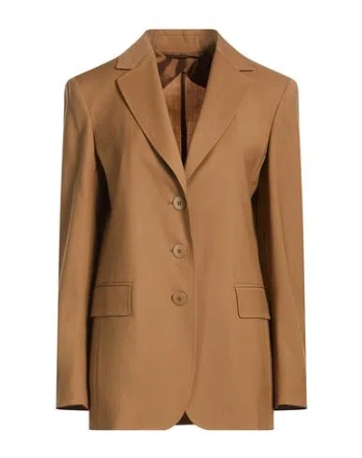 Max Mara Studio Woman Blazer Camel Size 8 Virgin Wool In Beige