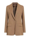 Max Mara Studio Woman Blazer Camel Size 8 Viscose, Linen In Brown