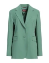 Max Mara Studio Woman Blazer Green Size 14 Virgin Wool