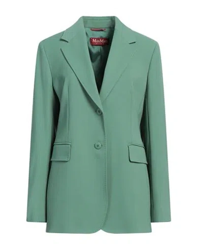 Max Mara Studio Woman Blazer Green Size 14 Virgin Wool In Green