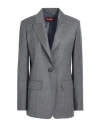 Max Mara Studio Woman Blazer Grey Size 12 Virgin Wool, Elastane
