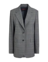Max Mara Studio Woman Blazer Grey Size 12 Virgin Wool, Polyester, Elastane