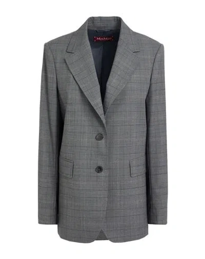 Max Mara Studio Woman Blazer Grey Size 12 Virgin Wool, Polyester, Elastane