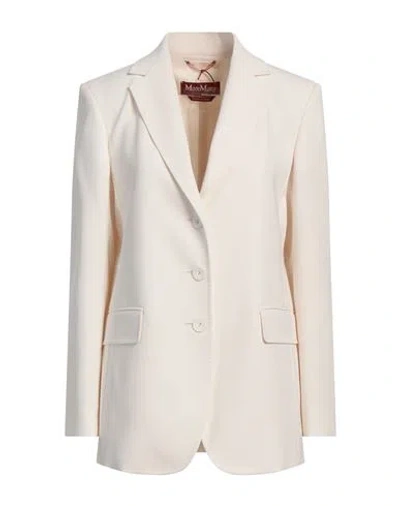 Max Mara Studio Woman Blazer Ivory Size 12 Triacetate, Polyester In White