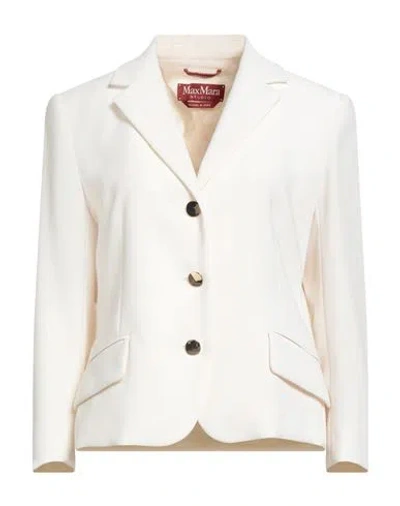 Max Mara Studio Woman Blazer Ivory Size 12 Triacetate, Polyester In Multi