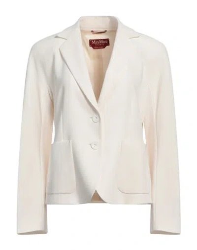MAX MARA MAX MARA STUDIO WOMAN BLAZER IVORY SIZE 12 TRIACETATE, POLYESTER