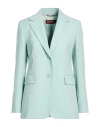 Max Mara Studio Woman Blazer Light Green Size 4 Virgin Wool In Blue