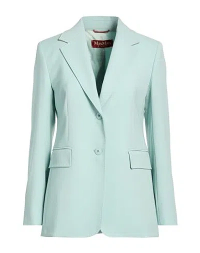 Max Mara Studio Woman Blazer Light Green Size 4 Virgin Wool In Blue