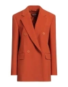 Max Mara Studio Woman Blazer Orange Size 8 Virgin Wool In Orange