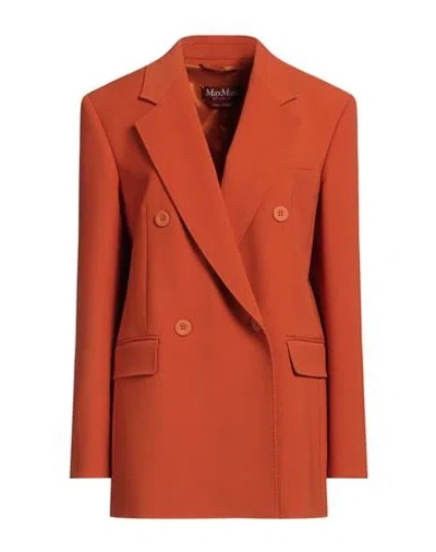 Max Mara Studio Woman Blazer Orange Size 8 Virgin Wool