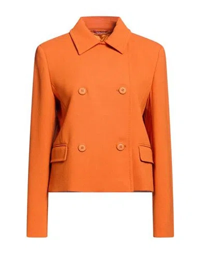 Max Mara Studio Woman Blazer Orange Size 8 Virgin Wool